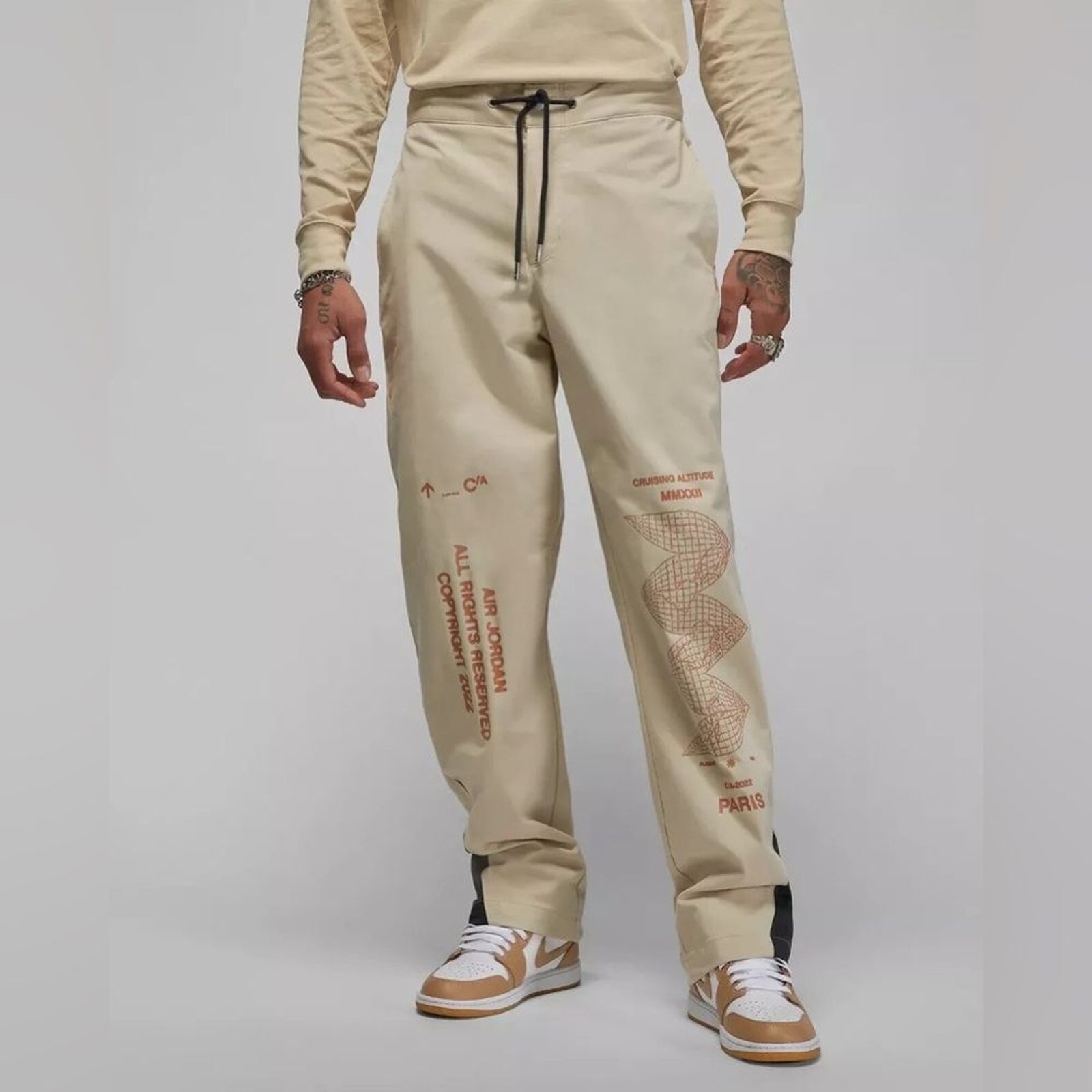 Jordan Flight Heritage Woven Pants Men's 2022 Flight Tour Paris Tan Size Small